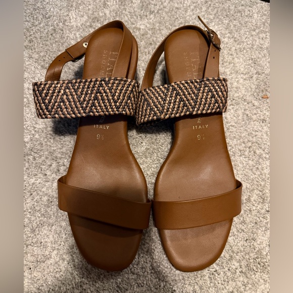 Italian Shoemakers Shoes - Italian Shoemakers Brown Woven-Accent Two-Strap Sandals